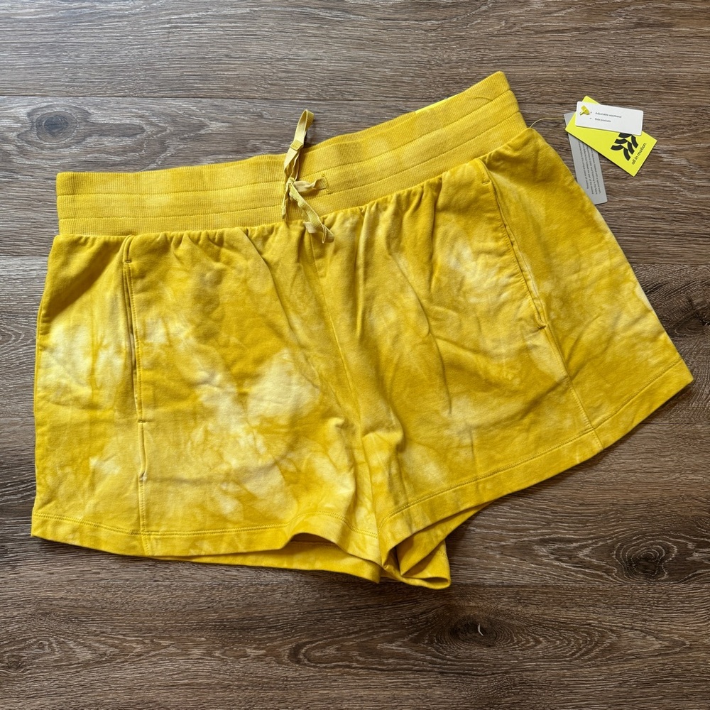All In Motion Yellow Tie Dye Shorts, Women's Size XL